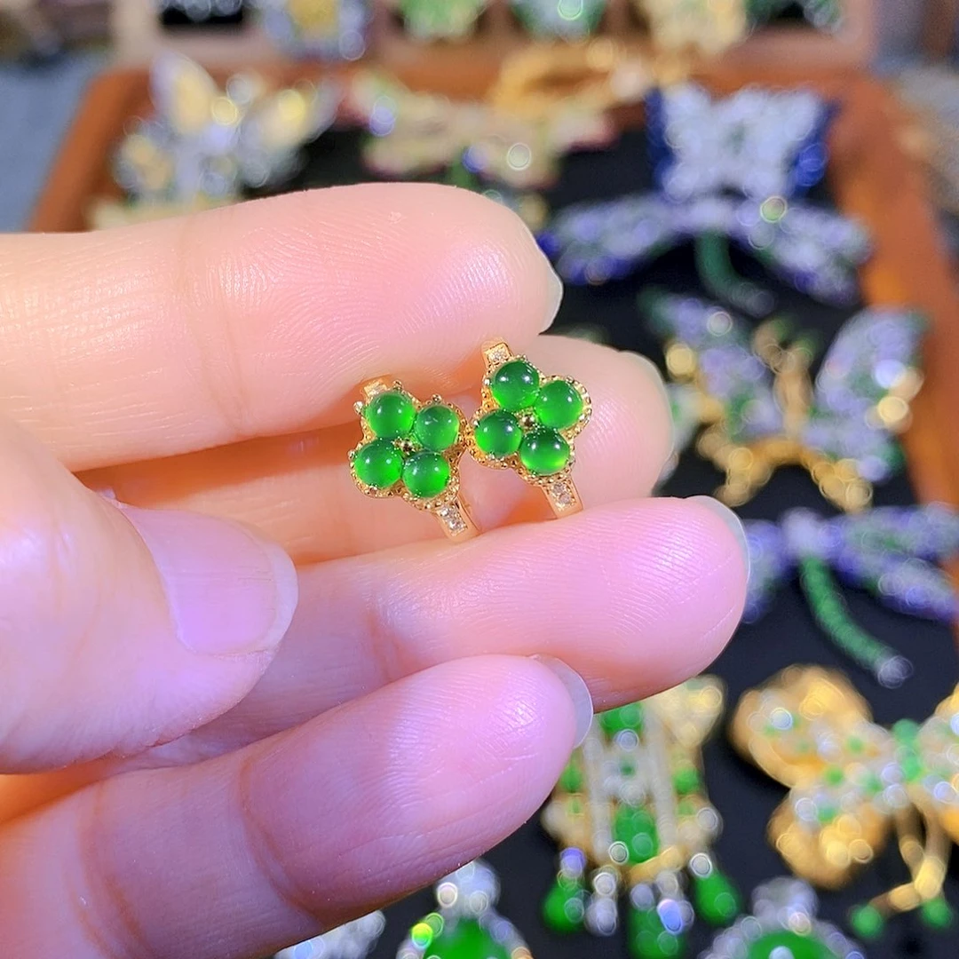 吊坠(不含链)银S925镶嵌翡翠