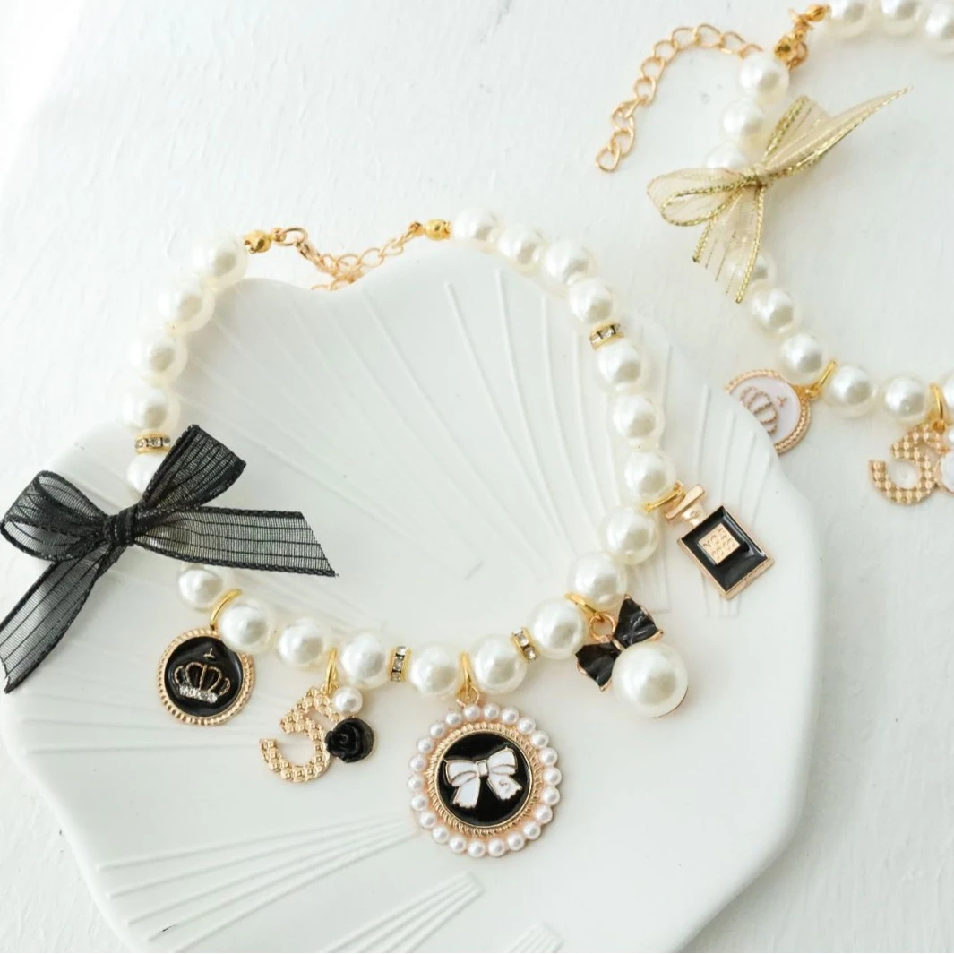 【Joyful Pets】宠物项圈小猫咪狗铃铛项链可爱饰品珍珠贵妇小香风