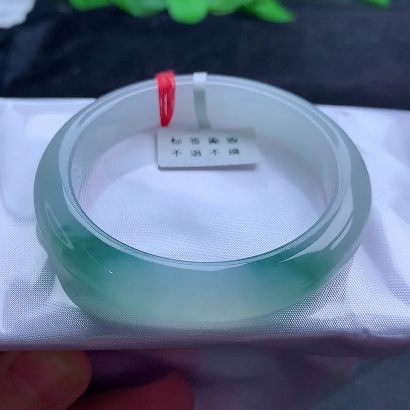 内径55.8圈缅甸天然翡翠A货冰飘花正圈翡翠手镯时尚百搭玉镯