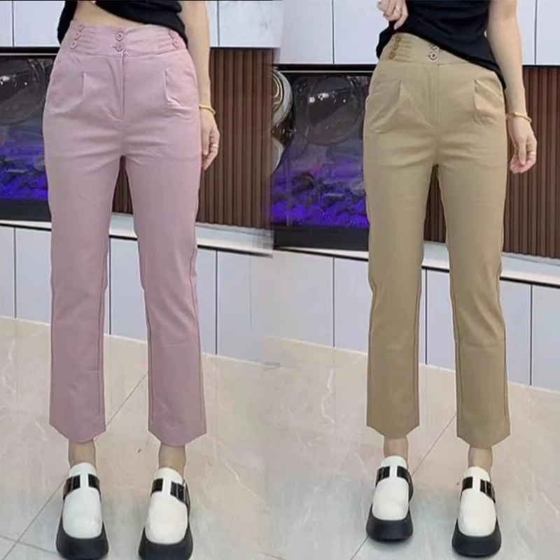 高腰西装裤女春夏薄款2025新款显瘦九分休闲裤时尚百搭直筒烟管裤