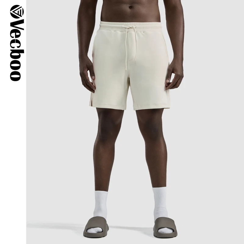 VECBOO空气层运动短裤男夏季重磅休闲纯色四分卫裤宽松透气针织裤