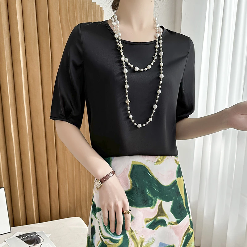 【爆款热卖】夏季短袖丝滑柔软透气舒适女士宽松气质外穿显瘦洋气