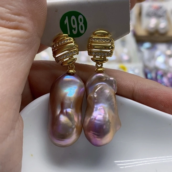 银S925镶嵌耳饰淡水珍珠