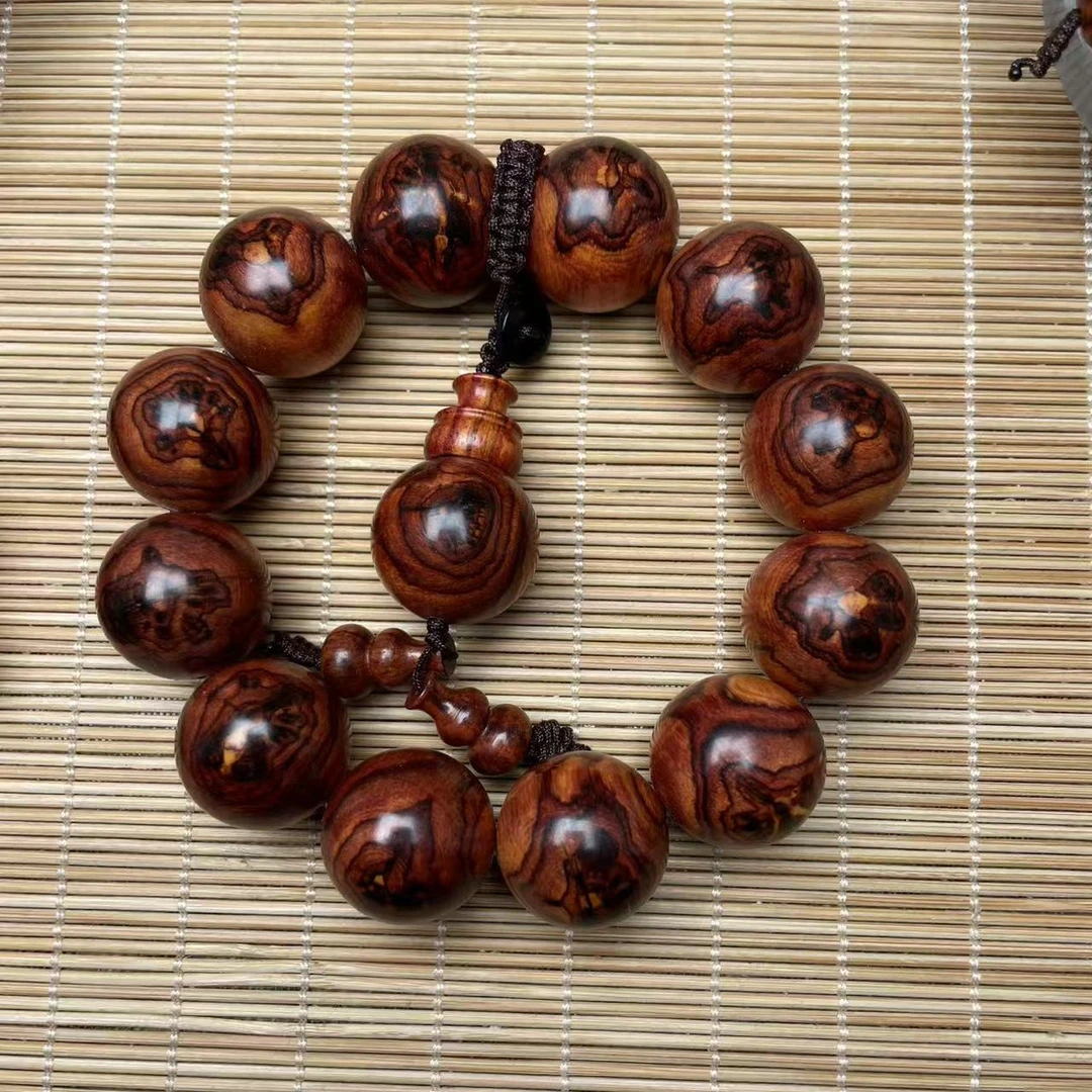 海南黄花梨2.0手串双面大黑线烟花降香黄檀一物一图抖音质检文玩