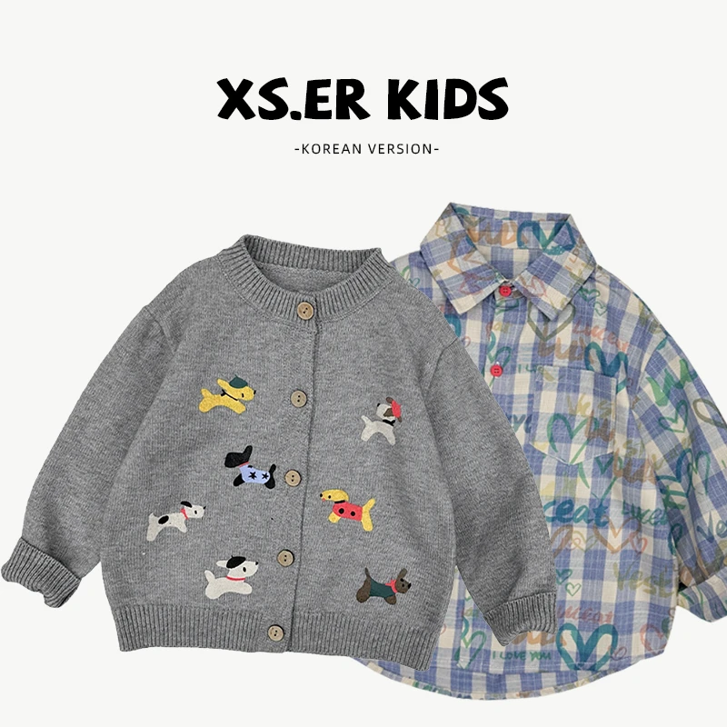 【小首尔】现货-男童韩版潮流两件套春季软糯刺绣腊肠狗套装ZH0499