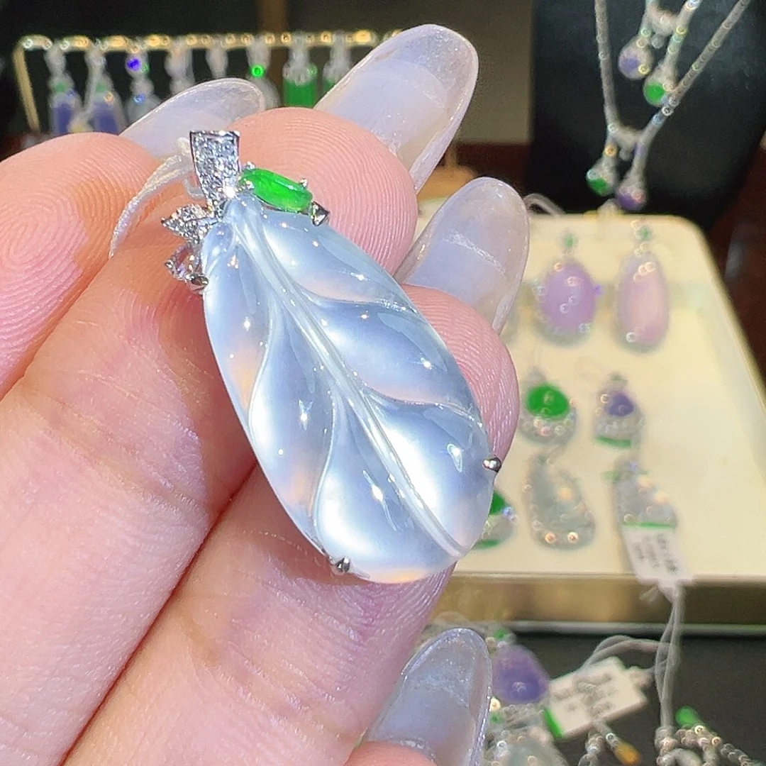 翡翠18K金镶嵌吊坠(不含链)翡翠