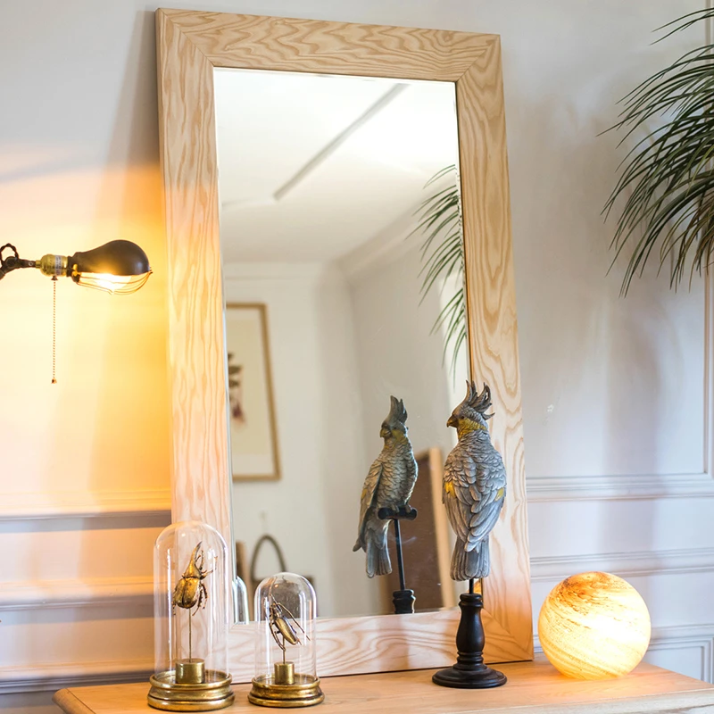 掬涵实木壁挂墙面镜子现代简约洗手间化妆落地全身试衣靠墙免打孔