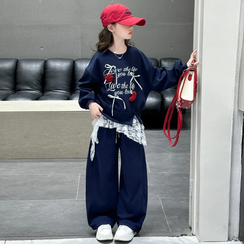 女童春装套装洋气甜美风2025新款中大童休闲两件套运动衣时尚宽松