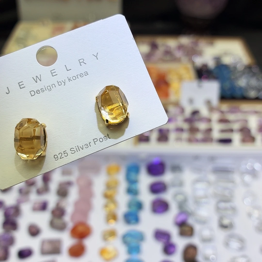 水晶吊坠(不含链)未镶嵌成品 黄水耳钉款