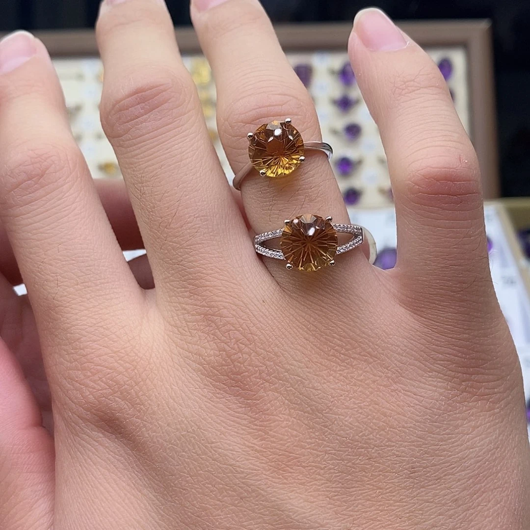 黄晶纯天然无优化黄水晶Q银S925镶嵌我***婆