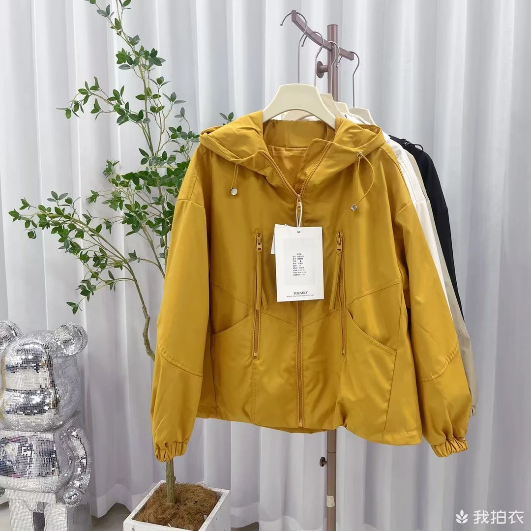 KJ2506设计感连帽宽松休闲百搭冲锋衣外套