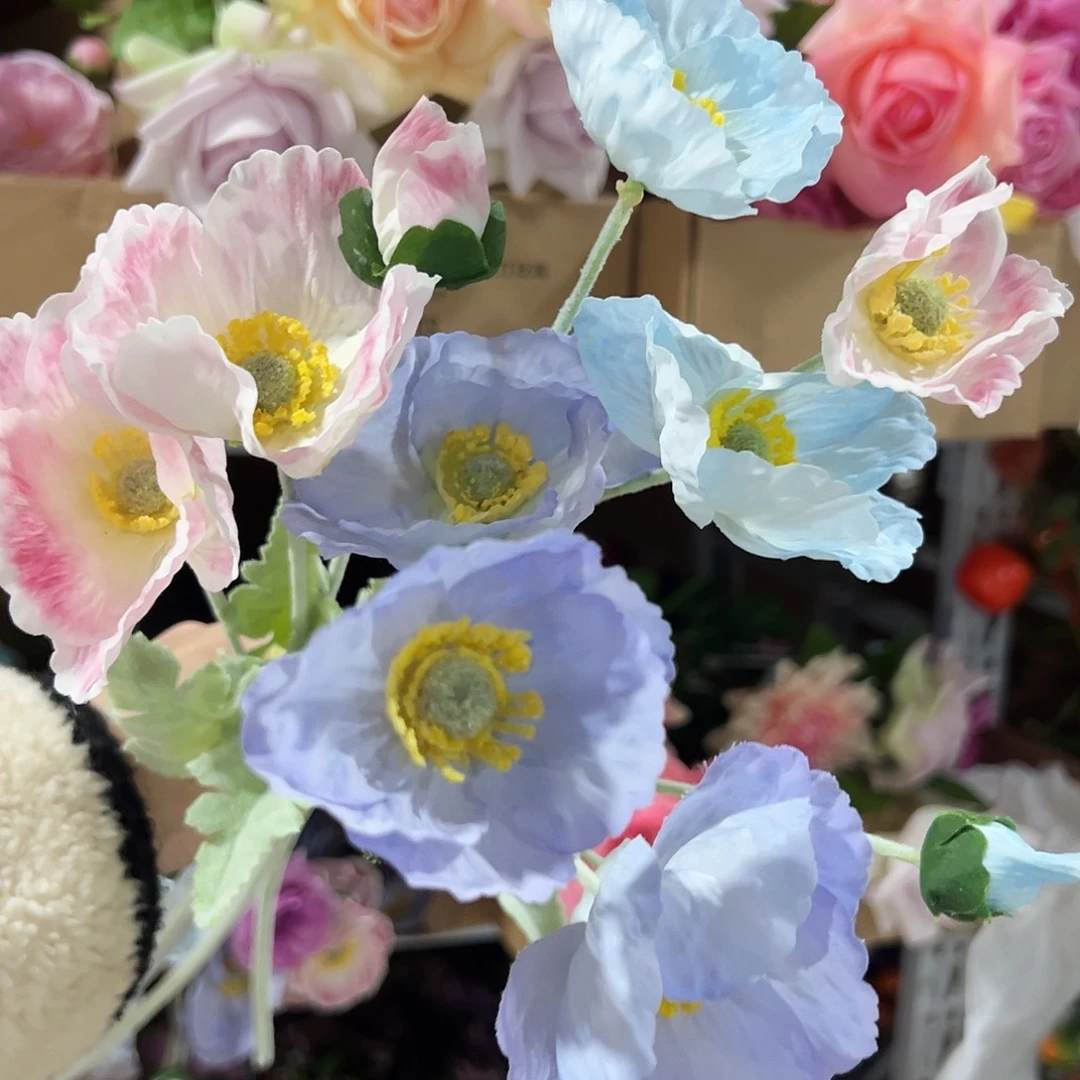 3枝混色手感虞美人。
