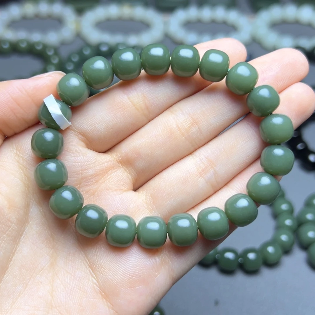 和田玉未镶嵌手串沙枣青蓝调10