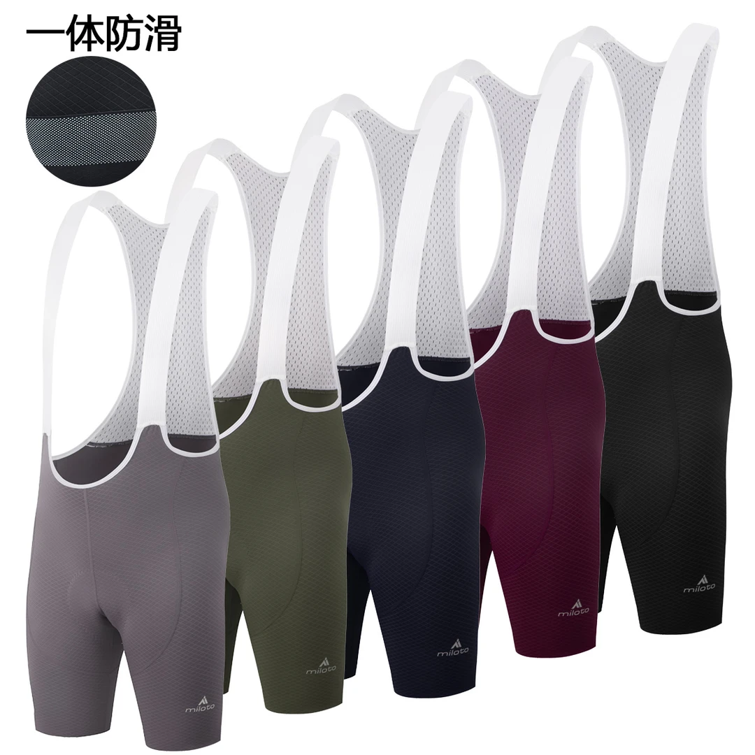 MILOTO一体防滑骑行背带裤龙麟纹锦氨骑行裤自行车装备夏季骑行裤