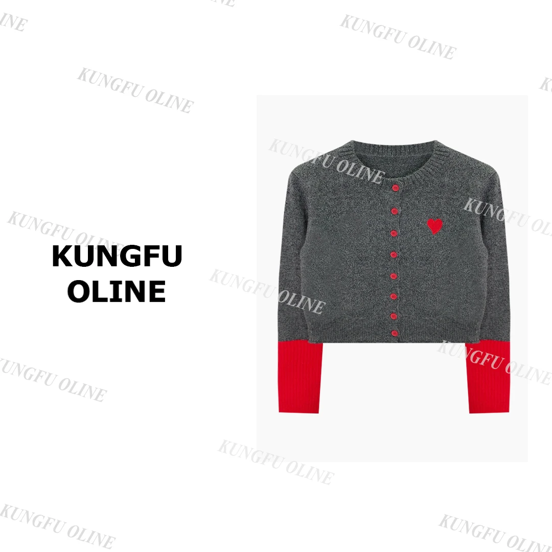 【现现】【爱心】KS4650复古提花秋冬高级百搭设计师长袖开衫针织衫新