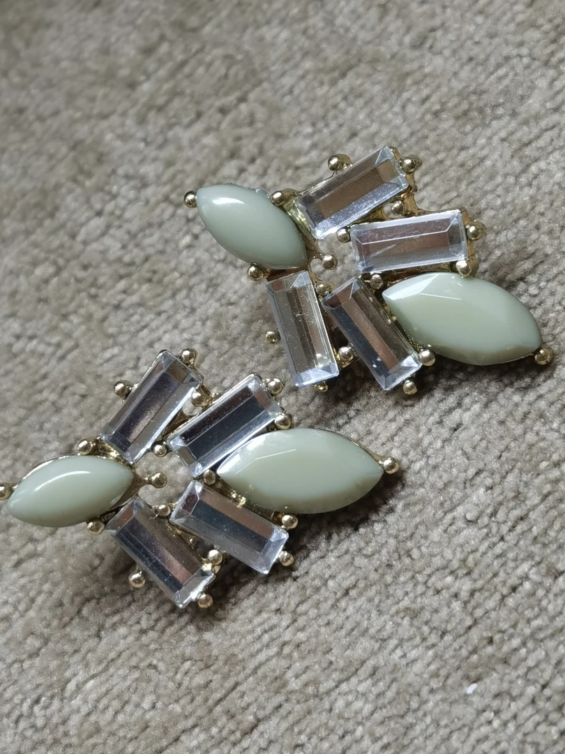 合金仿水晶耳饰 日韩耳环手作复古镶嵌清新气质蓝色