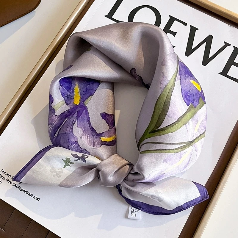 紫水仙 丽锦缎 70*70 优雅气质丝巾