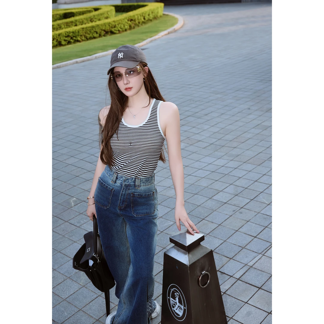 特 LIMERENCE “允” 刺绣logo条纹夏日背心内搭吊带