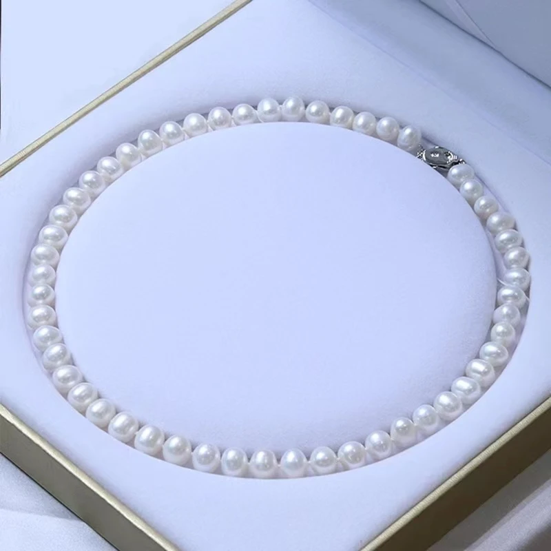 天然淡水珍珠无核 9-10mm 冷白 极强光经典爆款