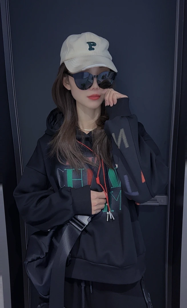 潮牌冬季新品加绒字母刺绣连帽长袖卫衣复古宽松韩版休闲上衣8501