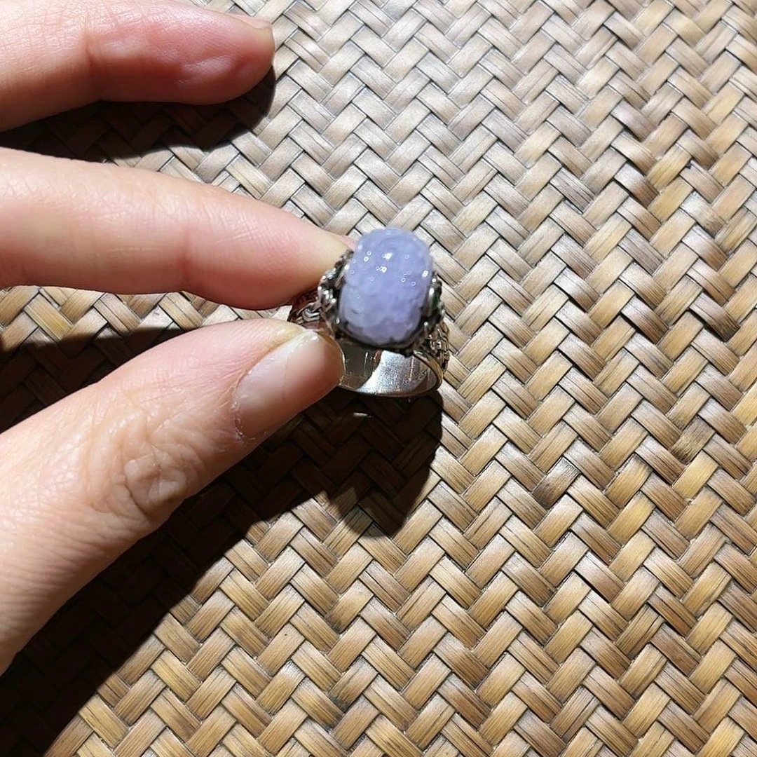 翡翠戒指银S925镶嵌个性十足时尚