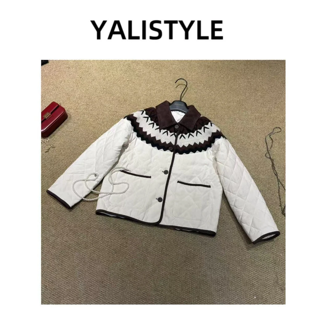 YL STUDIO 【费尔岛！】设计感菱形格针织拼接外套-1178