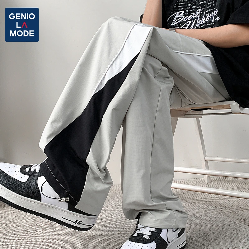 GENIO LAMODE休闲裤春夏季男女款宽松直筒潮牌青少年拼接运动长裤