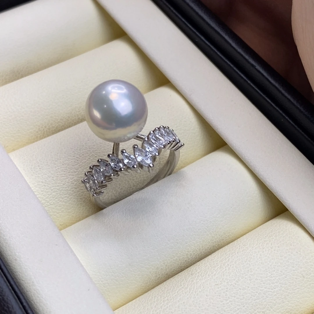 淡水珍珠戒指银S925镶嵌特价微瑕