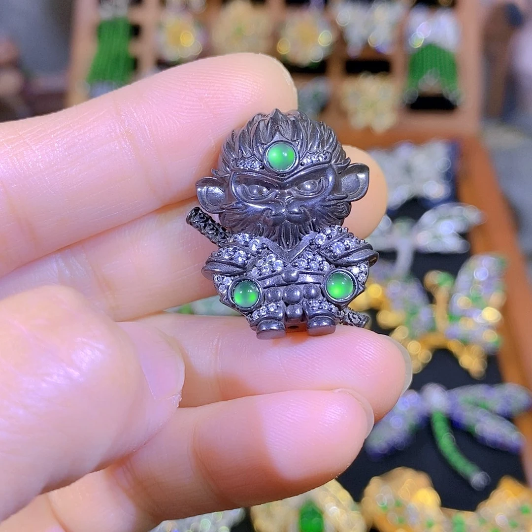 吊坠(不含链)银S925镶嵌翡翠