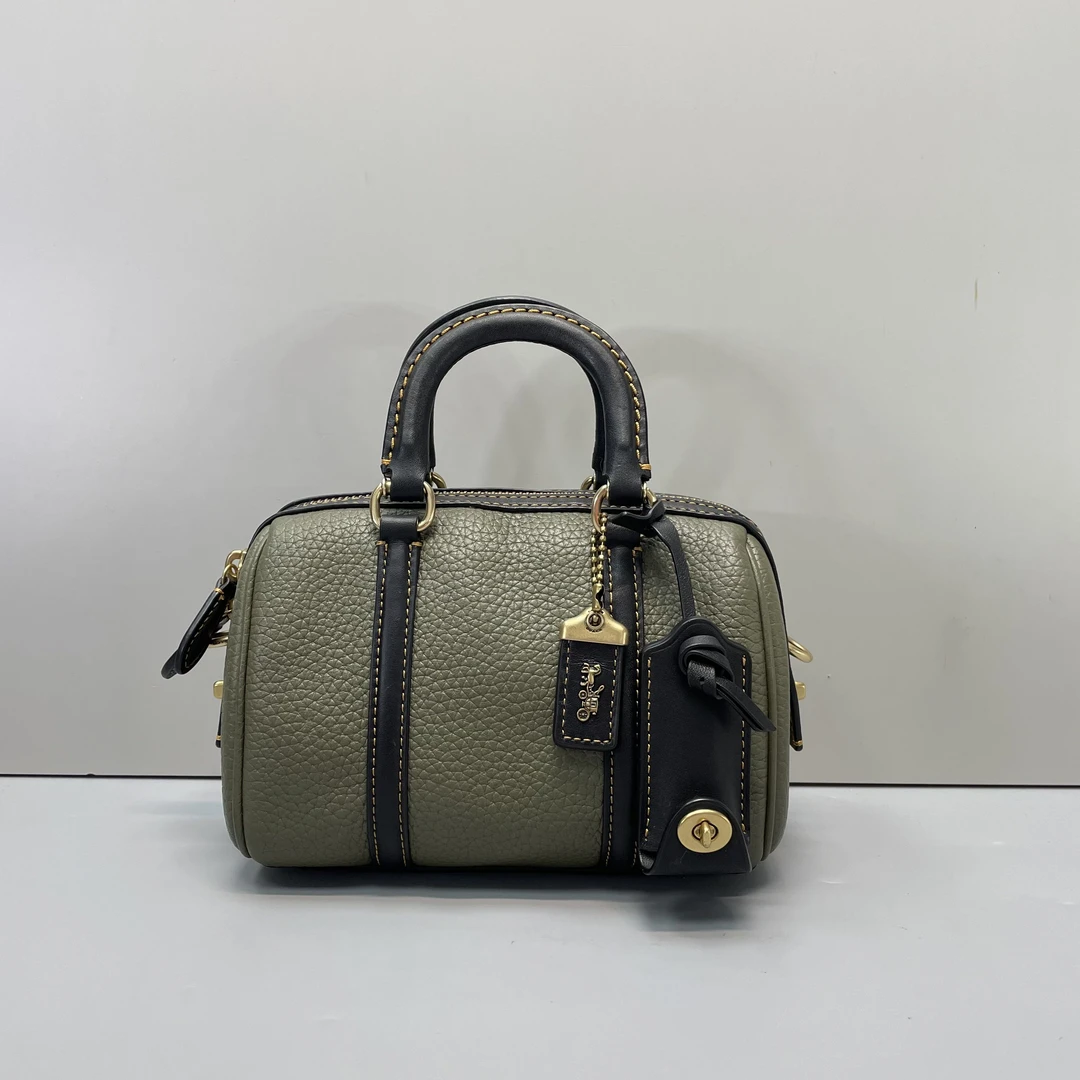 95新 COACH/蔻驰 小林/军绿拼黑波士顿18*14*10cmB011904