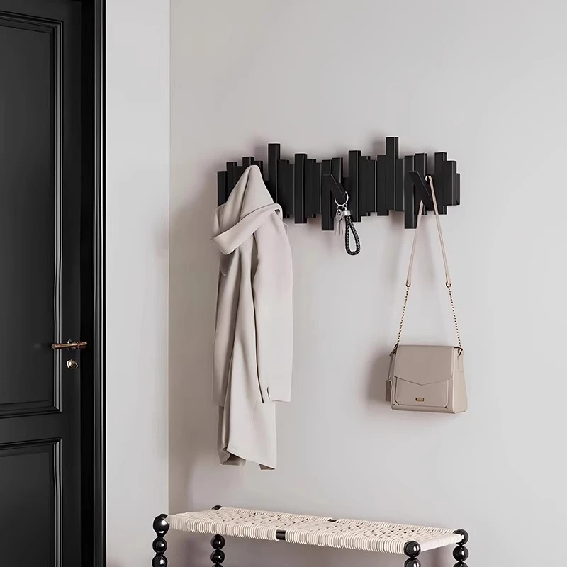 实木钢琴键挂衣架室内房间门口玄关壁挂免打孔不占空间挂包衣帽架