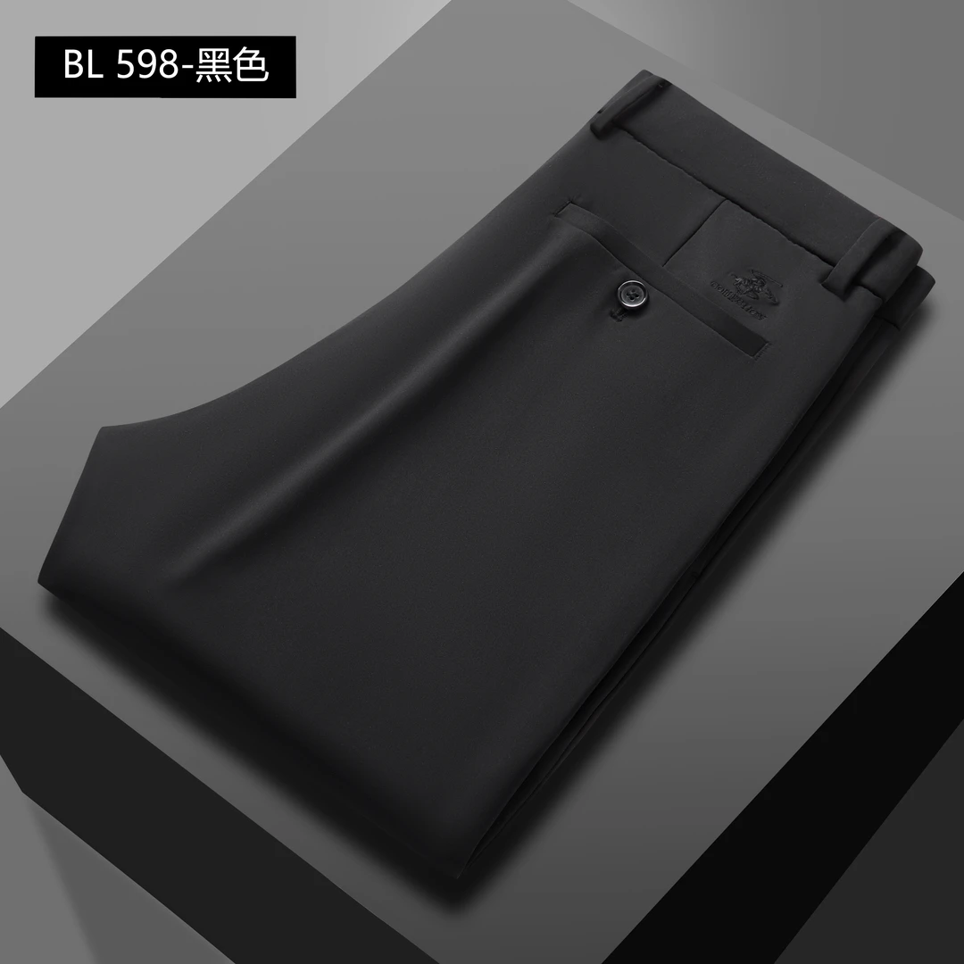 保罗总裁休闲西裤男款秋冬厚款男士休闲裤轻奢商务弹力垂感直筒裤