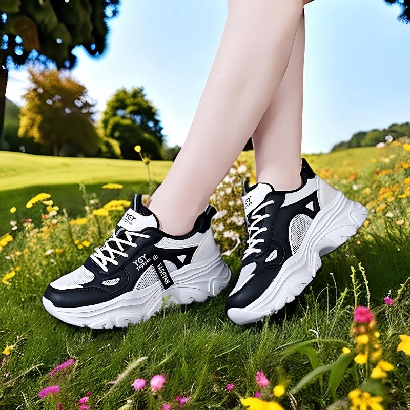 新款曳步舞跳舞运动老爹鞋透气休闲跑步鞋飞织老爹鞋时尚百搭轻便