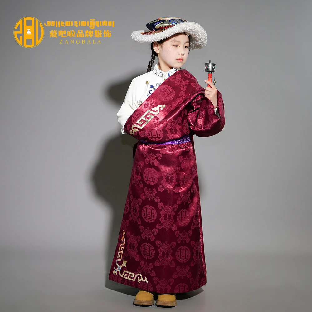 藏吧啦童装女孩高档安多复合千禧团藏袍民族服饰儿童藏装安多藏袍