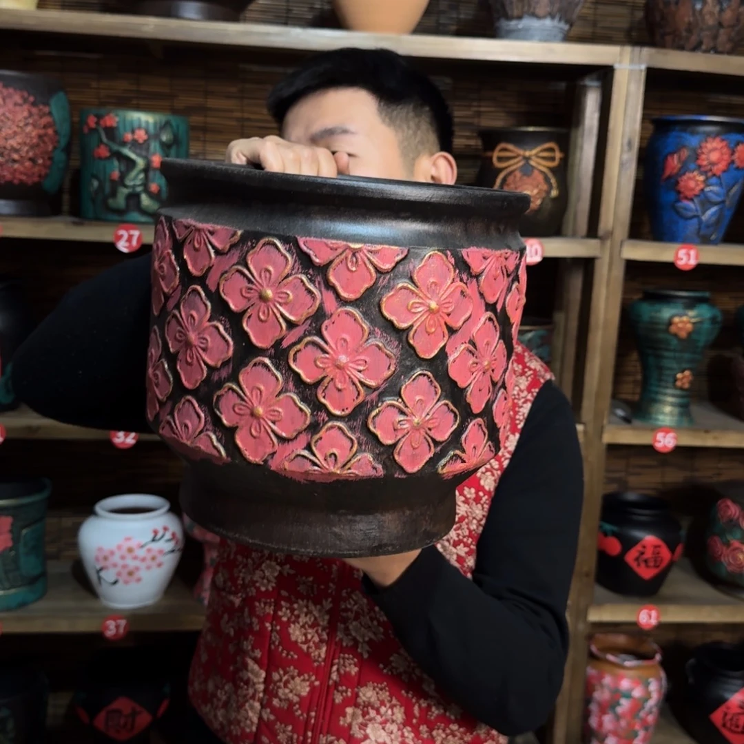 带孔高端浮雕花盆尺寸高25-25