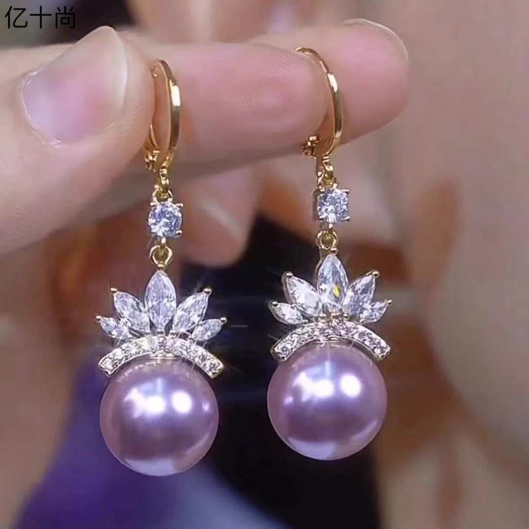 合金合成锆石耳饰 亿十尚马眼花紫珠高档耳环项链轻奢时尚洋气美Y