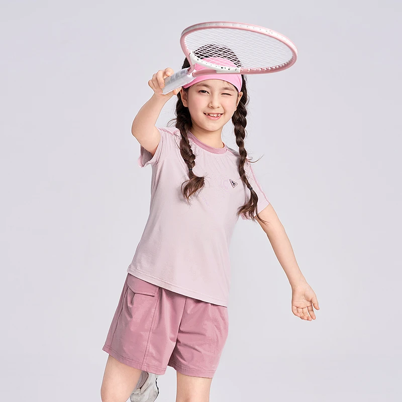 笛莎儿童女童夏季套装2025新款中大童工装凉感短裤套装-QM252T103