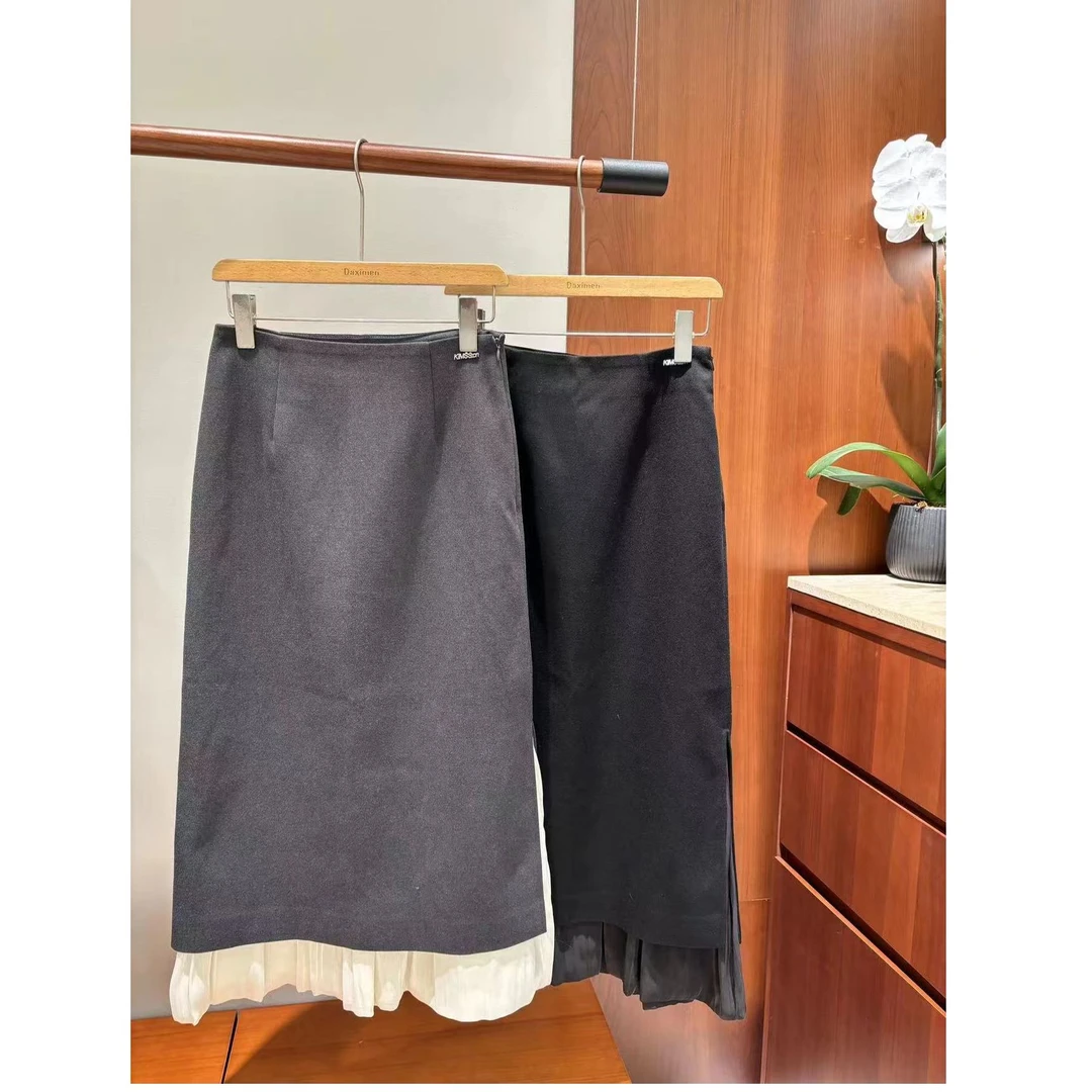 KIKI严选：81602-YY家欧洲站南油秋季新款下摆双层拼接半身裙