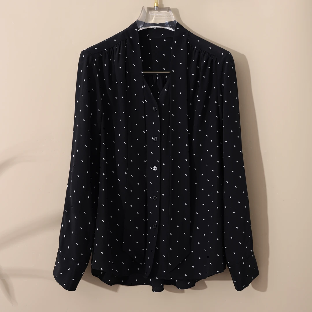 轻奢波点100%真丝衬衫【Mandy's Ferries W.】AF25004