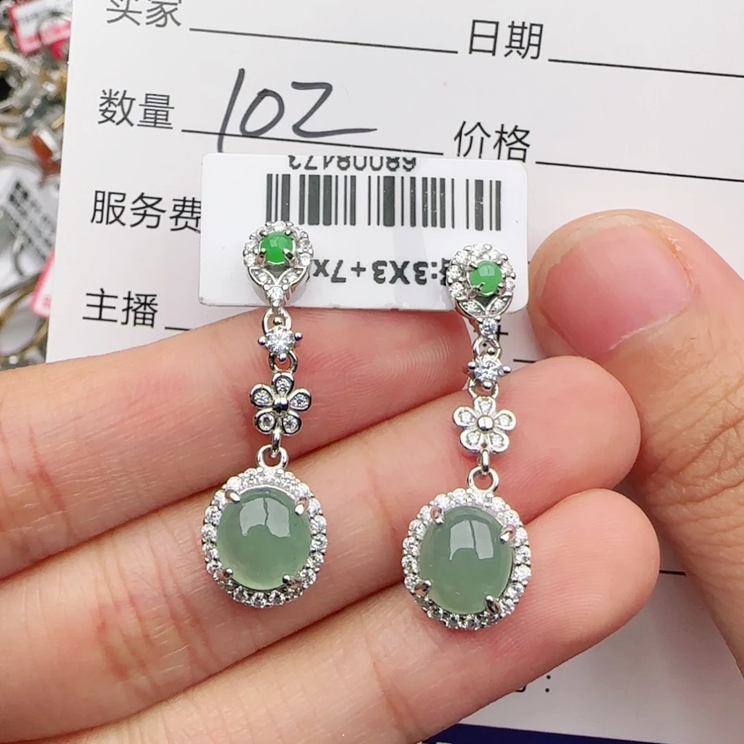 翡翠戒指银S925镶嵌戒指