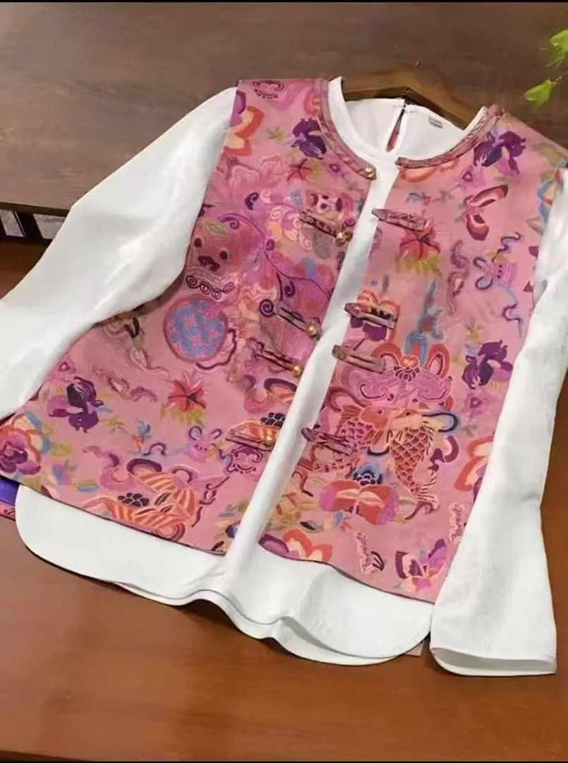 【祥瑞】高档人丝国风马甲新中式国风女装马夹上衣高级时尚宽松显瘦