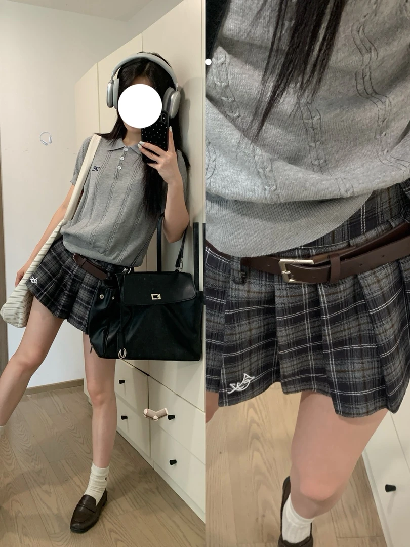徐子 大小姐格纹半裙·复古学院风百褶短裙格子高腰jk格裙西装百搭