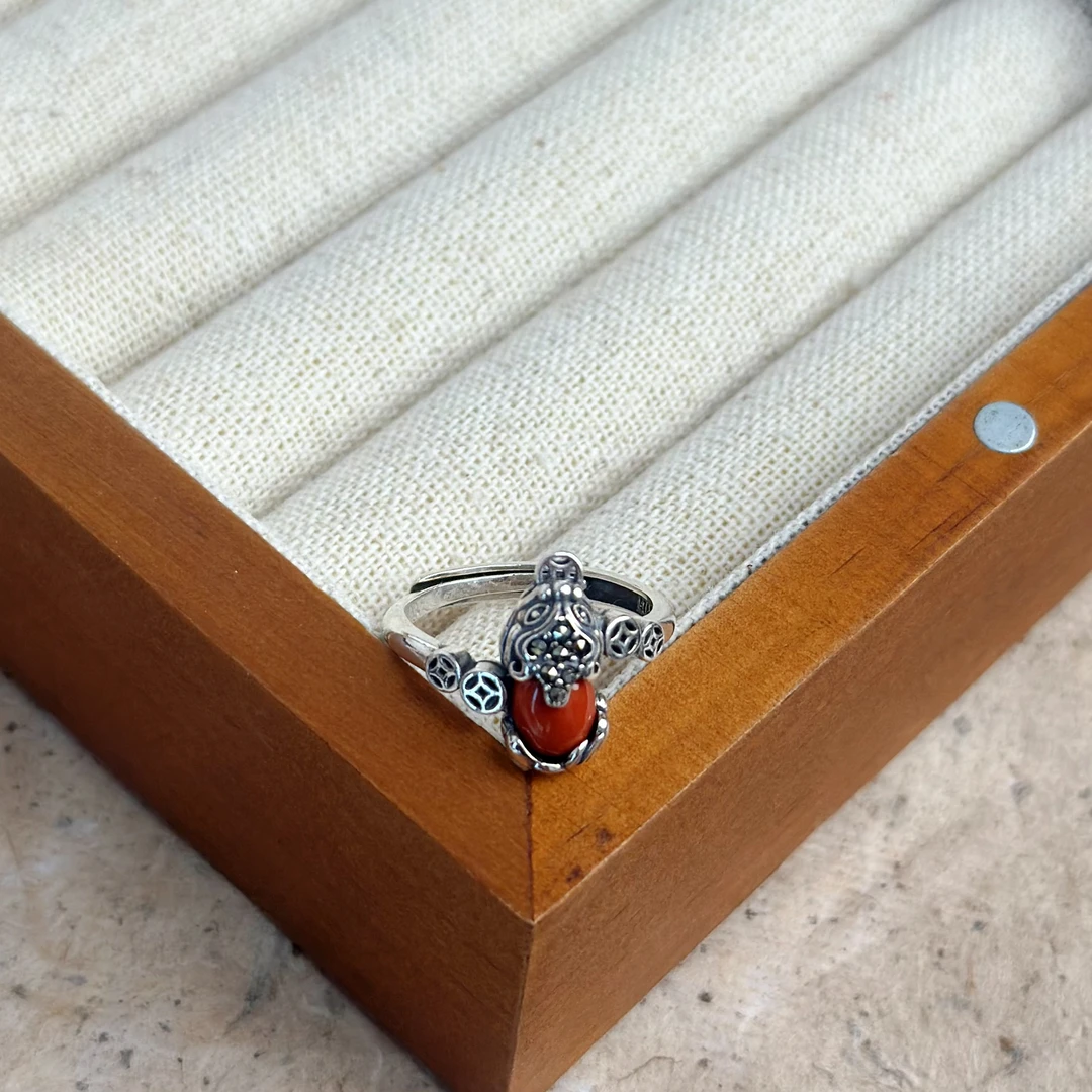 925银戒指 【貔貅戒指】开口戒指复古民族个性简约时尚百搭高级纯银