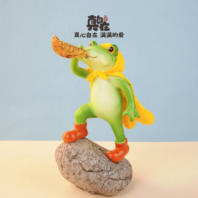 创意可爱青蛙摆件小摆件卡通公仔工艺品树脂仿真动物装饰礼物装饰