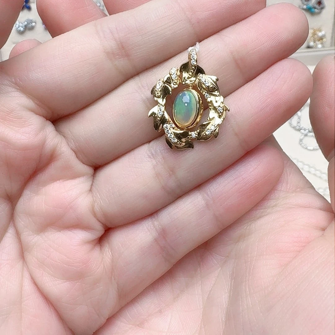 欧泊吊坠(不含链)银S925镶嵌吊坠501