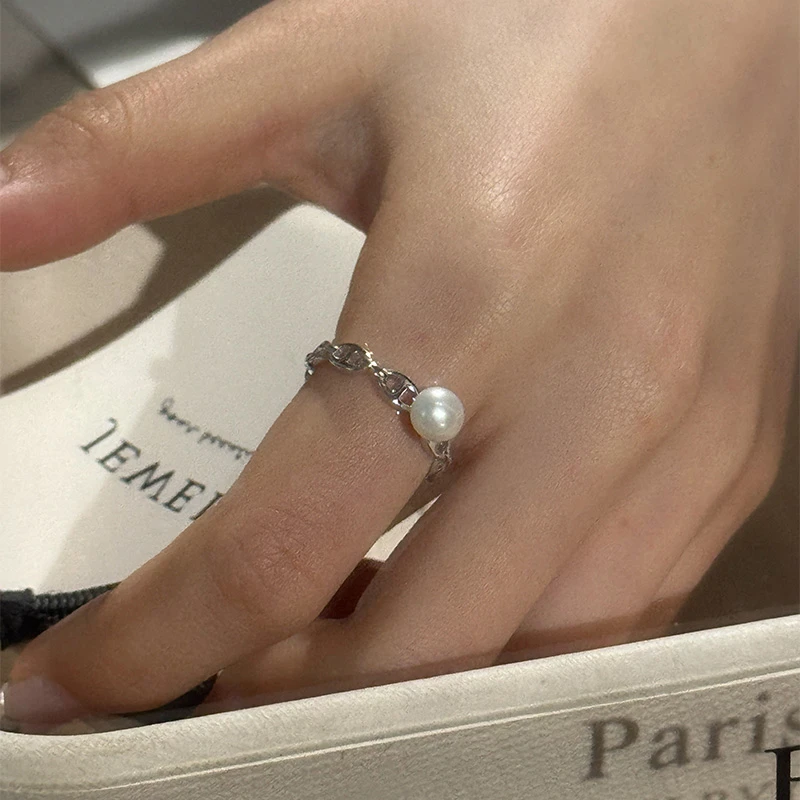 早兰【阑珊戒指】淡水珍珠法式猪鼻子百搭高级感戒指
