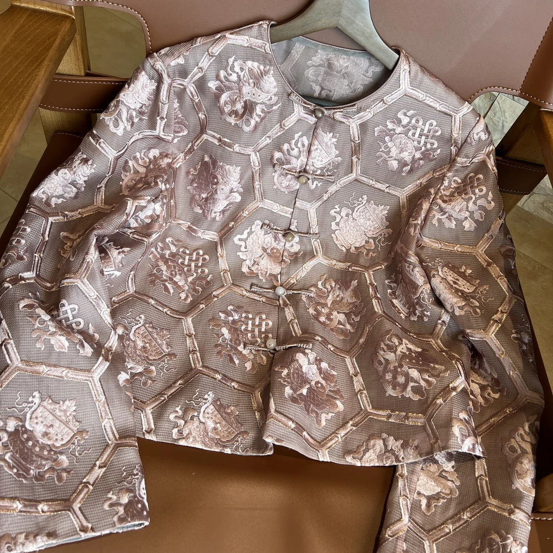 2店【八宝花】未时梦 新中式国风轻奢复古百搭真丝刺绣长袖外套上衣