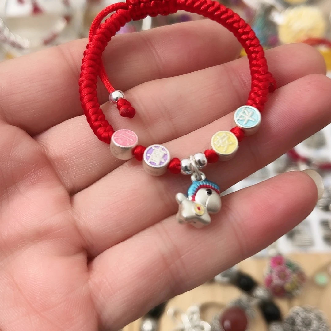 吊坠足银珐琅平安喜乐马