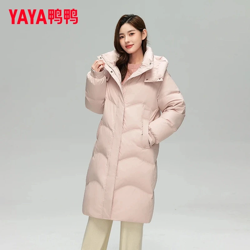 YAYA/鸭鸭羽绒服女长款冬季时尚百搭休闲保暖通勤外套YE4B610207W