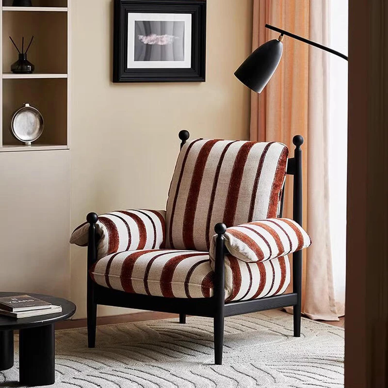 阑珊阁法式复古赤乌椅客厅设计师靠背单人沙发椅中古风懒人椅子